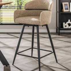 Drehbarer Barhocker Rachida - 50x54x95cm - beige Bouclé-Stoff