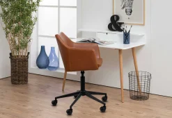 Drehsessel Novan Kunstleder - braun