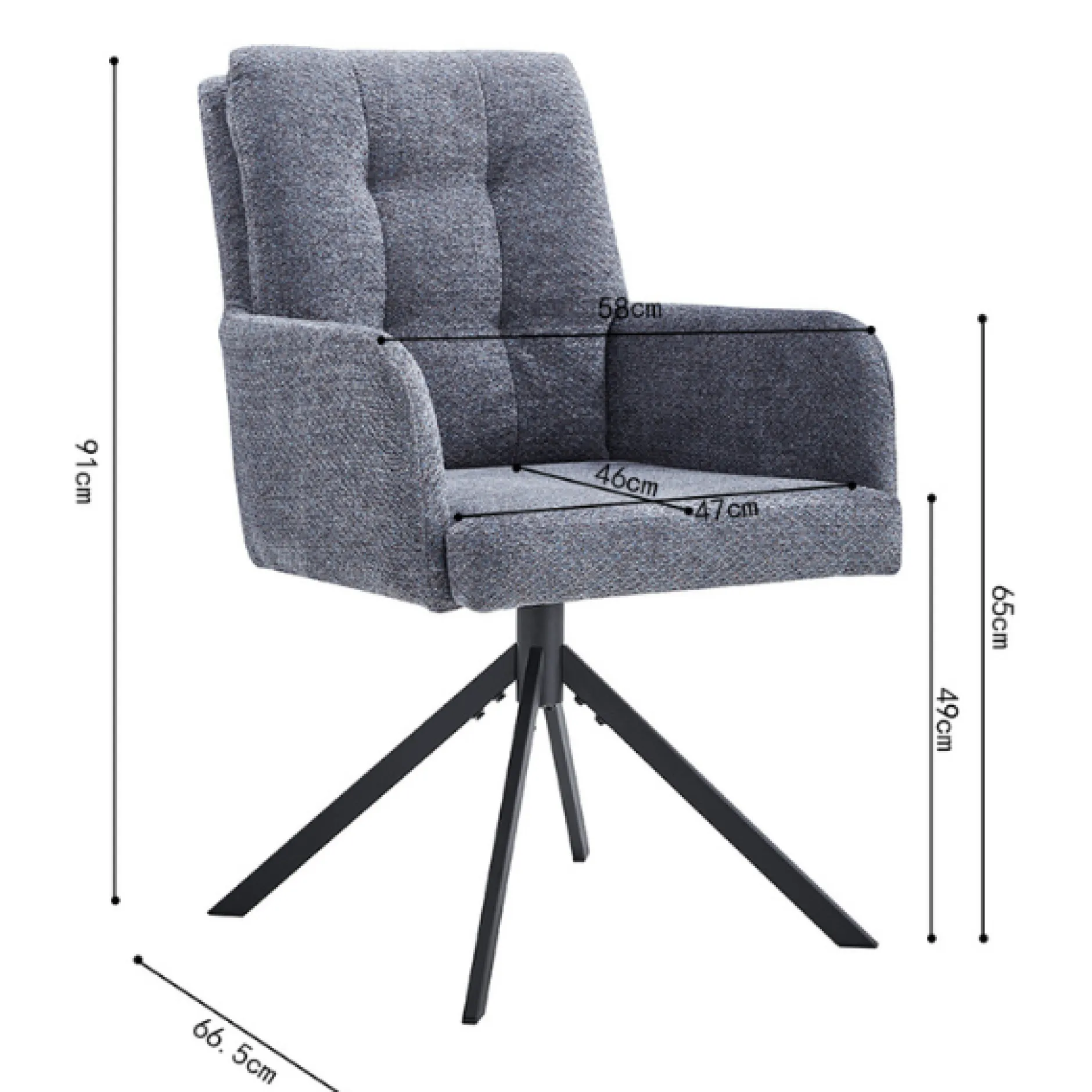 Drehstuhl Granada | Metallbeine | Dunkelgrau