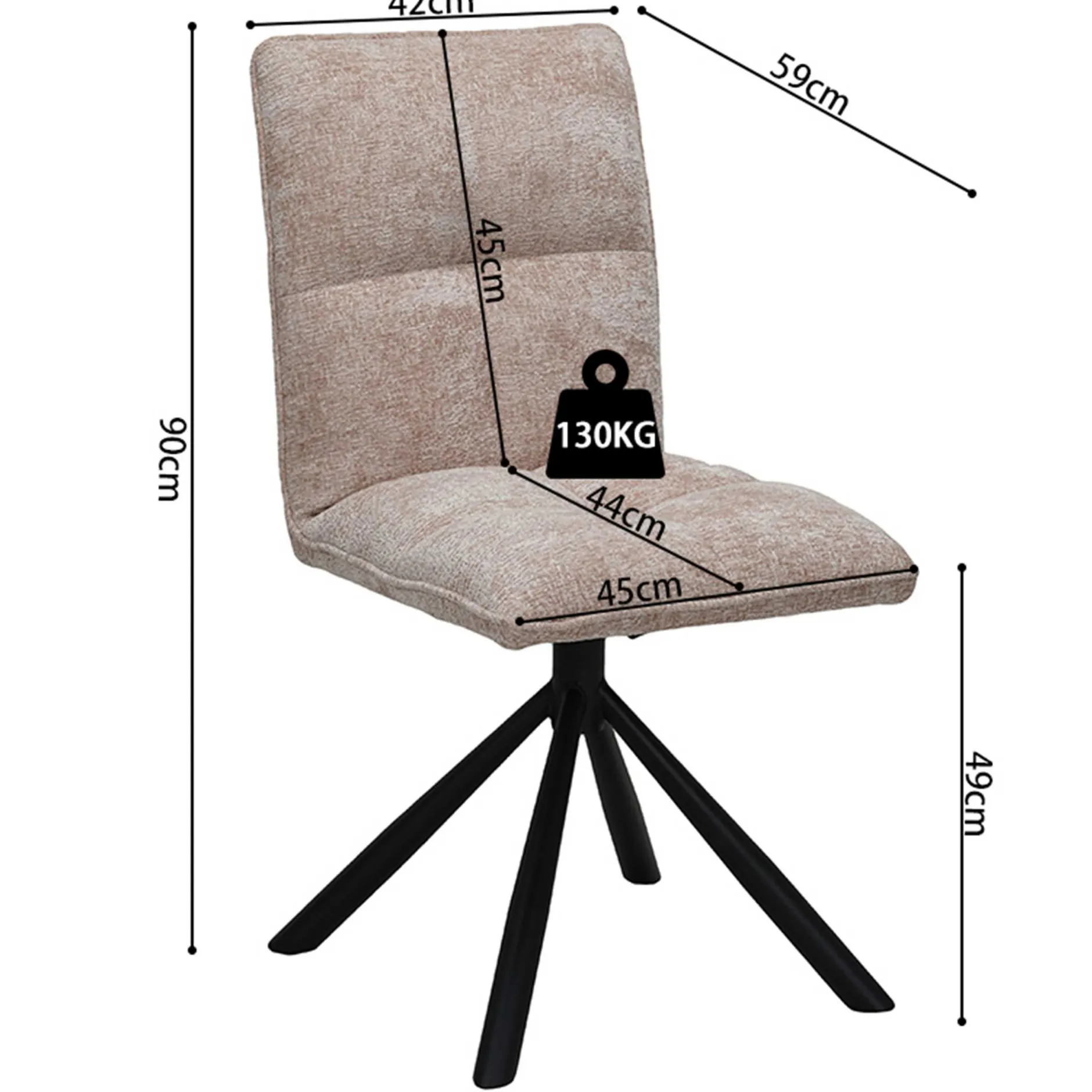 Drehstuhl Jackson | 45 x 59 x 91 cm | Farbe Sand