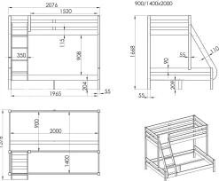 Dreifach-Etagenbett 3-Personen Holz - weiß