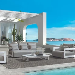 Dreisitzige Gartenbank Raphael Gescova - Hellgrau - 210x100x58 cm