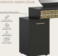 Dressing Tisch Prisma Xonox - Melamin Schwarz - 117x138x42 cm