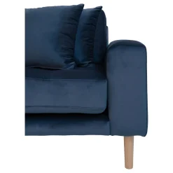 Dunkelblaues Lido Lounge Sofa mit Kissen und Holzbeinen