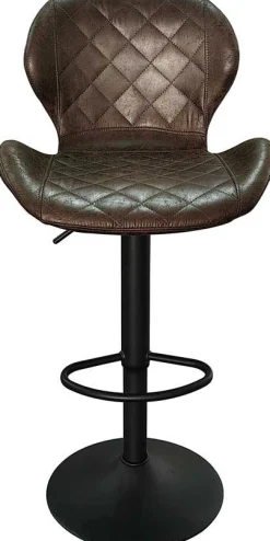 Dunkelbrauner Barhocker Malaga | Metallbeine und Vintage-PU-Polsterung