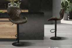 Dunkelbrauner Barhocker Malaga | Metallbeine und Vintage-PU-Polsterung
