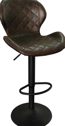 Dunkelbrauner Barhocker Malaga | Metallbeine und Vintage-PU-Polsterung