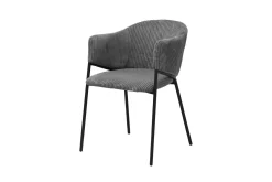 Dunkelgrauer Kordstuhl mit Metallbeinen | H-H 78 x B-L 54 x T-P 62 cm