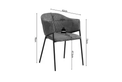 Dunkelgrauer Kordstuhl mit Metallbeinen | H-H 78 x B-L 54 x T-P 62 cm