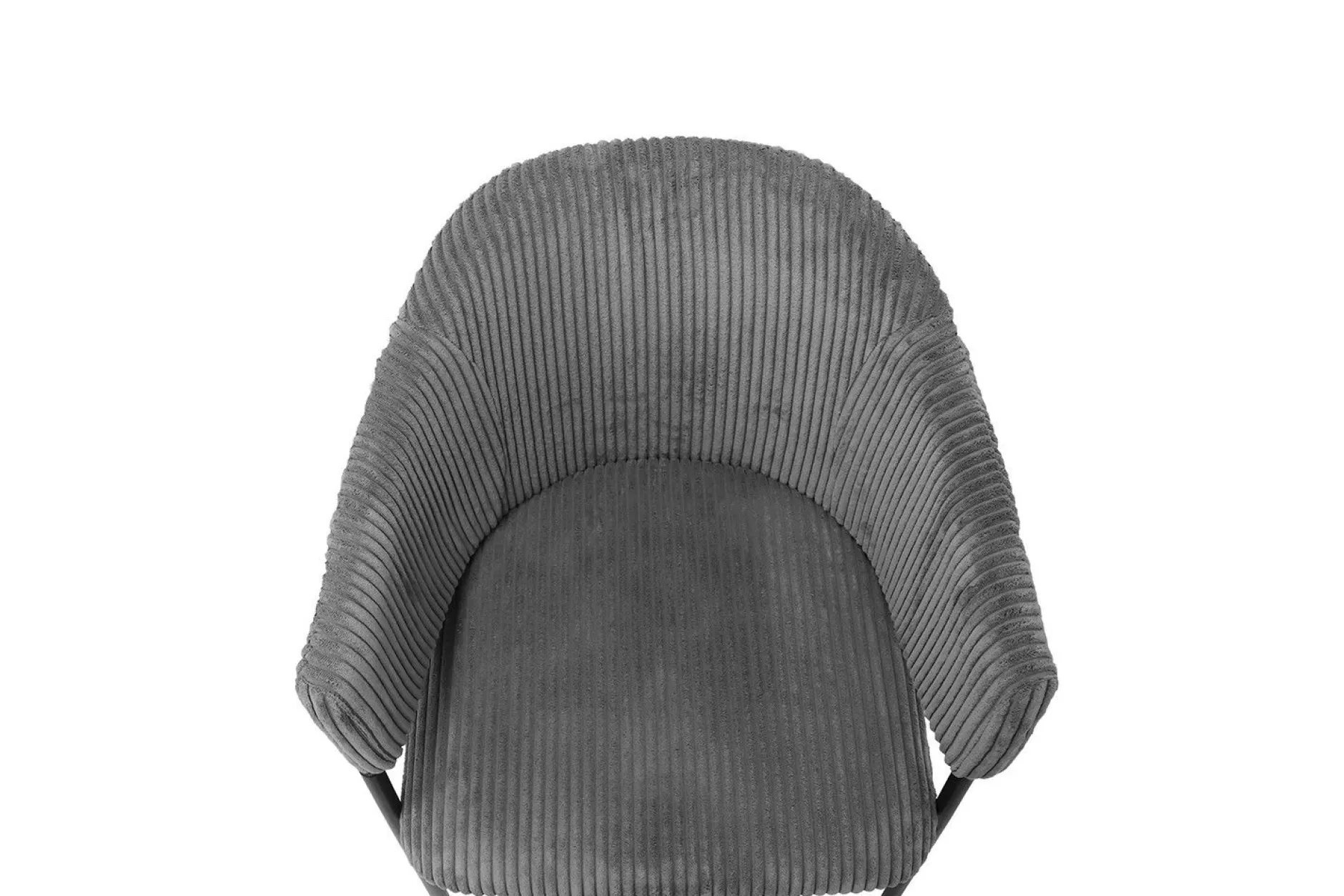 Dunkelgrauer Kordstuhl mit Metallbeinen | H-H 78 x B-L 54 x T-P 62 cm