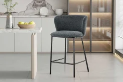 Dunkelgrauer Stoff-Barhocker Arthur | Metallbeine | 88,5x53x50,5cm