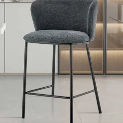 Dunkelgrauer Stoff-Barhocker Arthur | Metallbeine | 88,5x53x50,5cm