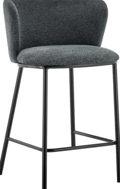 Dunkelgrauer Stoff-Barhocker Arthur | Metallbeine | 88,5x53x50,5cm