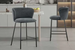 Dunkelgrauer Stoff-Barhocker Arthur | Metallbeine | 88,5x53x50,5cm