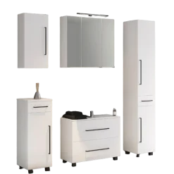 DusanBadezimmer : Hängeschränke, Spiegelschrank, Waschbeckenunterschrank, Säulenschrank - weiß