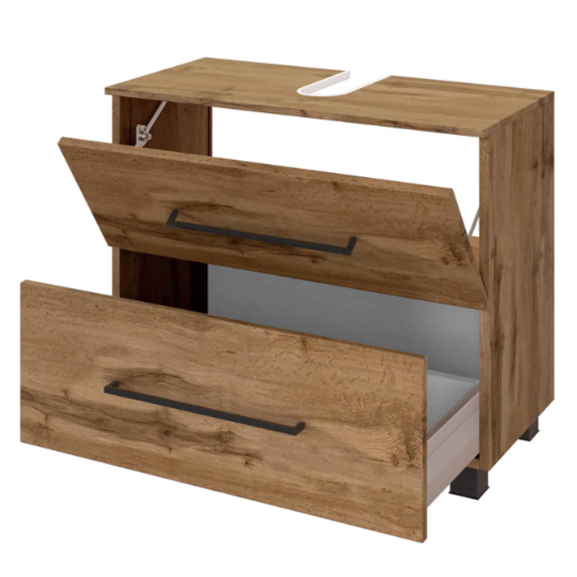 DusanBadezimmer : Säulenschrank, Spiegelschrank, Waschtischunterschrank - wotan Eiche