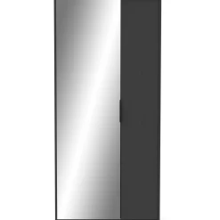 Ebony Schuhschrank 83x24x178cm - mit Spiegel - schwarz