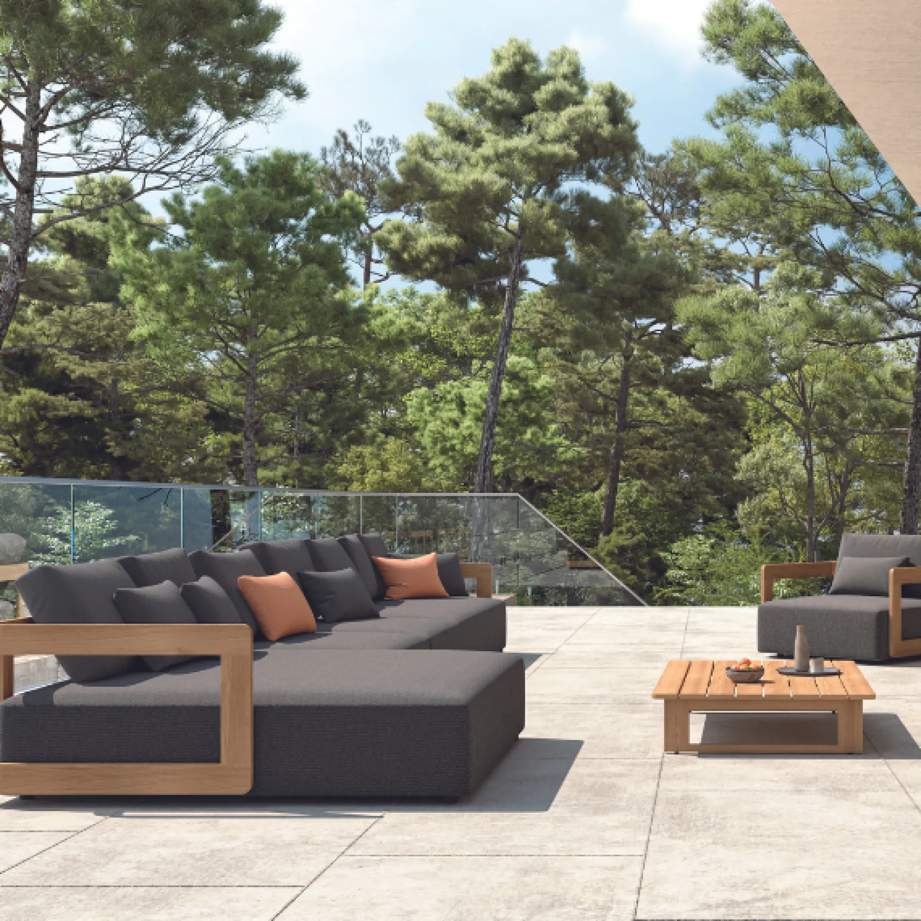 Eckbank Raphael Gartenbank Schwarz 100x100x58 cm Textileen