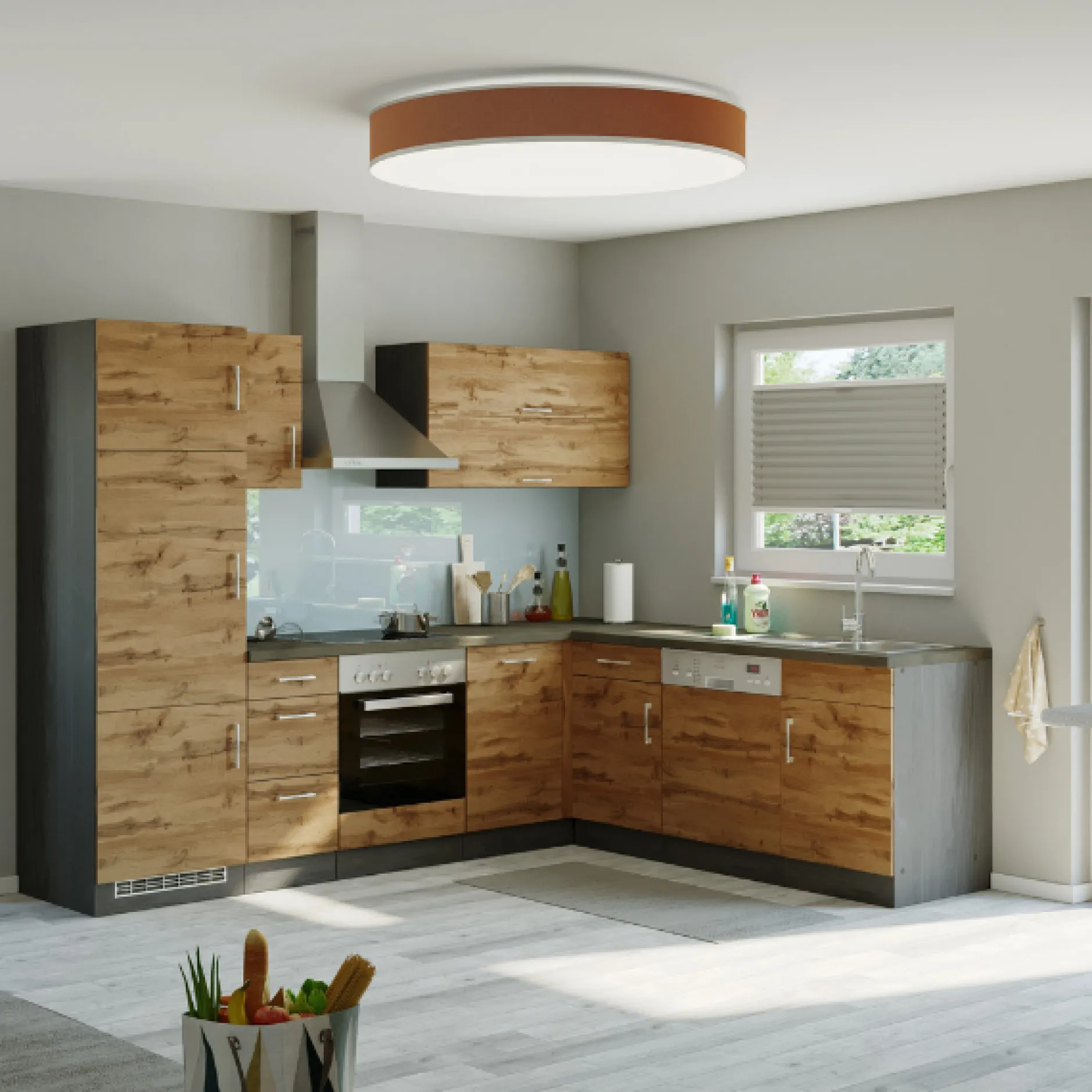 Eckkleiderschrank Sorrella 110cm 1 Tür - Eiche/Graphit