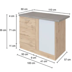 Eckkleiderschrank Sorrella 110cm 1 Tür - Eiche/Beton