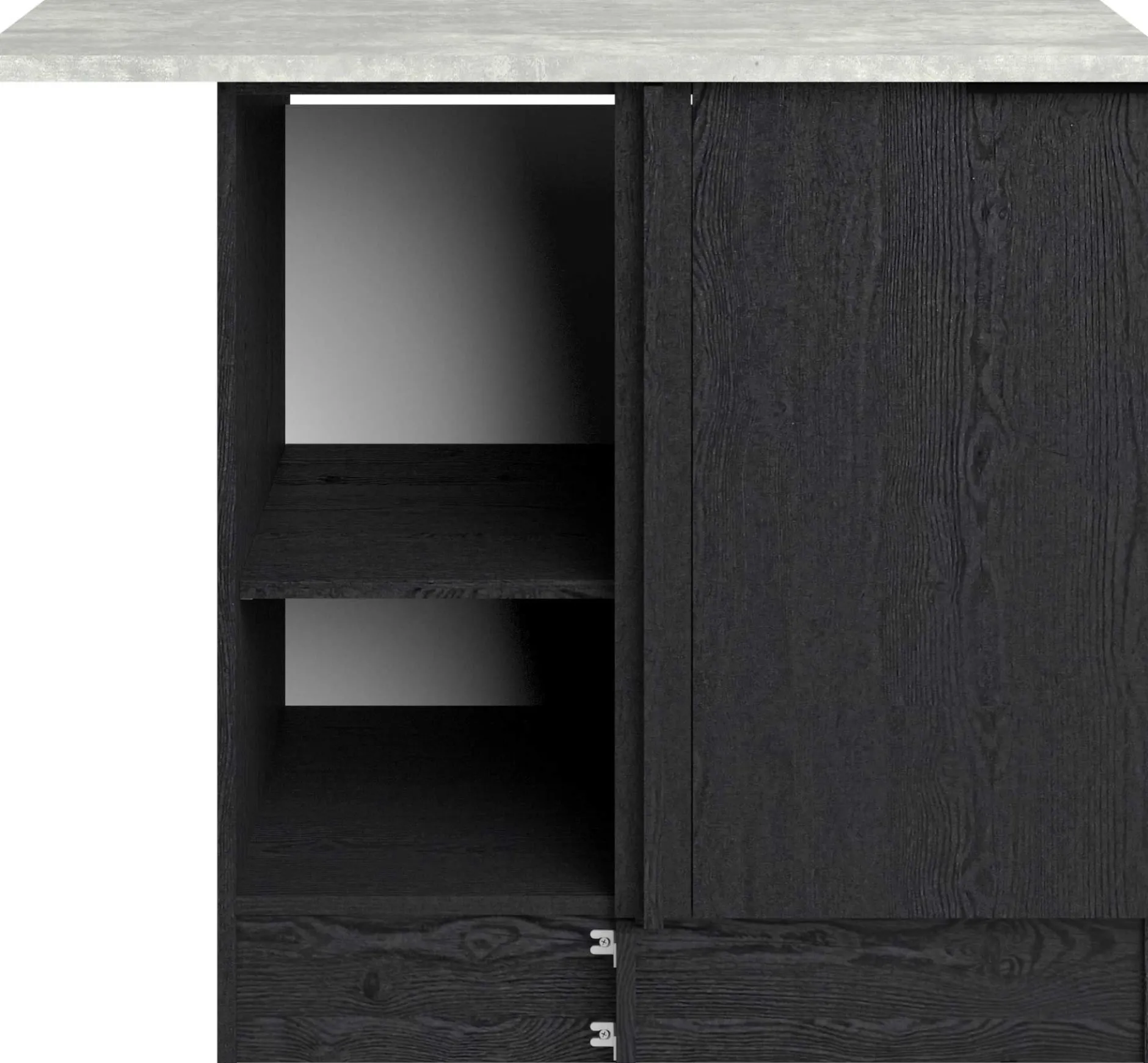 Eckschrank Küche Anna - 100x60x87cm - 1 Tür - schwarzes Eichendekor/weißer Stein