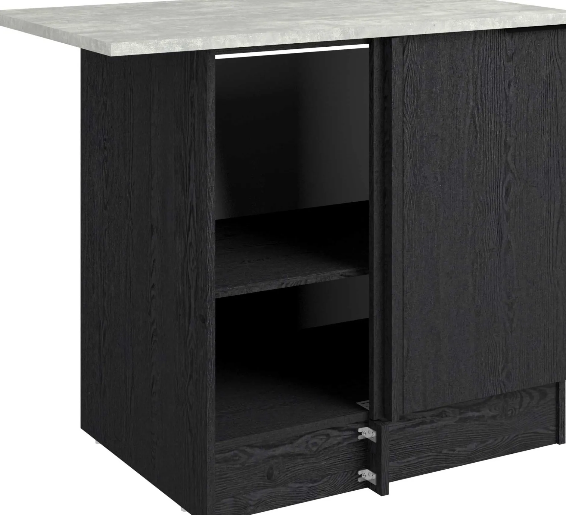 Eckschrank Küche Anna - 100x60x87cm - 1 Tür - schwarzes Eichendekor/weißer Stein