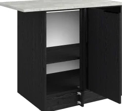 Eckschrank Küche Anna - 100x60x87cm - 1 Tür - schwarzes Eichendekor/weißer Stein
