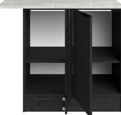 Eckschrank Küche Anna - 100x60x87cm - 1 Tür - schwarzes Eichendekor/weißer Stein