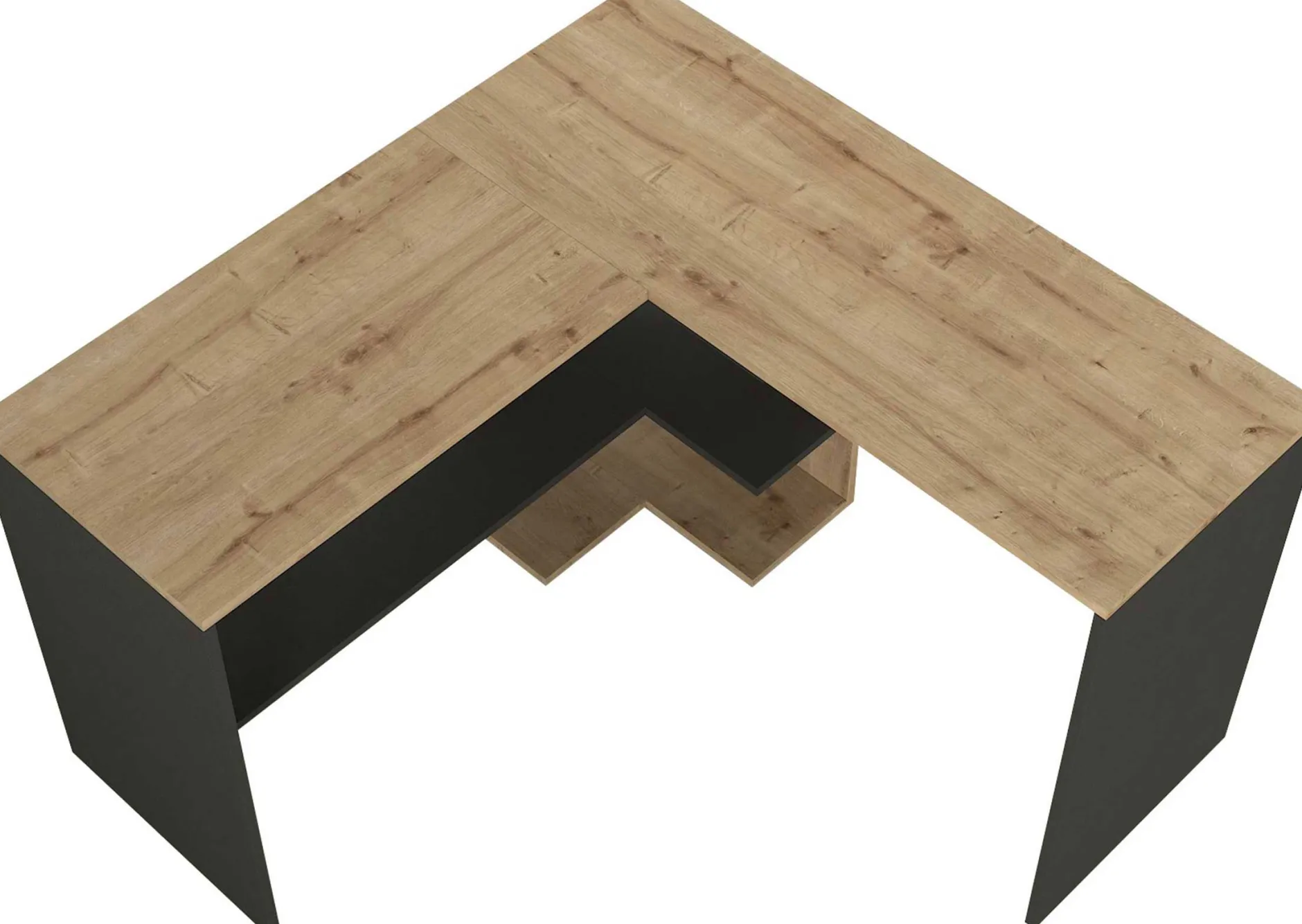 Eckschreibtisch Stylo - 120x45x74cm - mit Stauraum - Eiche Dekor/anthrazit