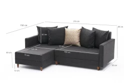Ecksofa Balcab Home | 215 x 150 x 80 cm | Anthrazit