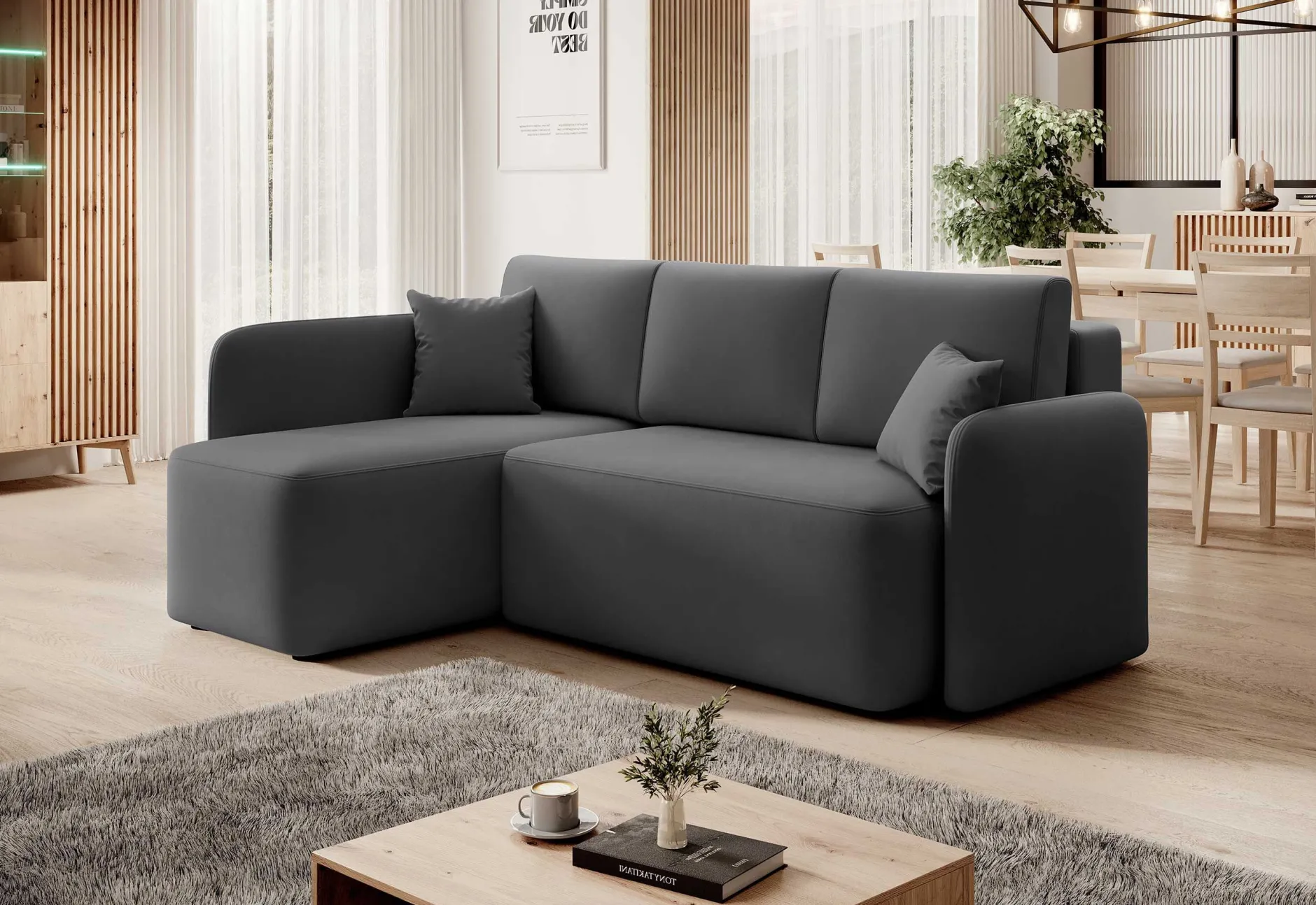 Ecksofa Henrichs | 206 x 150 x 89 cm | Dunkelgrau
