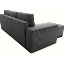 Ecksofa Josh links - mit Stauraum - anthrazit gerippter Samt