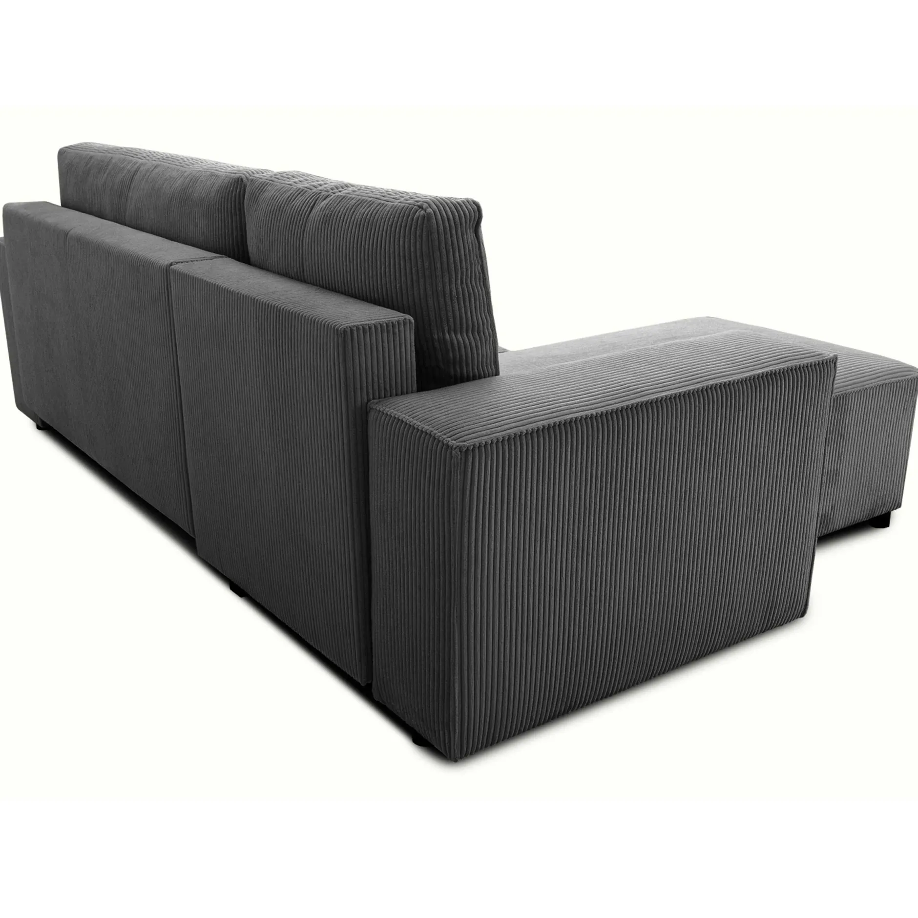 Ecksofa Josh links - mit Stauraum - anthrazit gerippter Samt