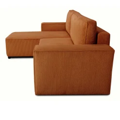 Ecksofa Josh links - mit Stauraum - terracotta gerippter Samt
