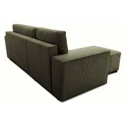 Ecksofa Josh links - mit Stauraum - khakifarbener Rippensamt