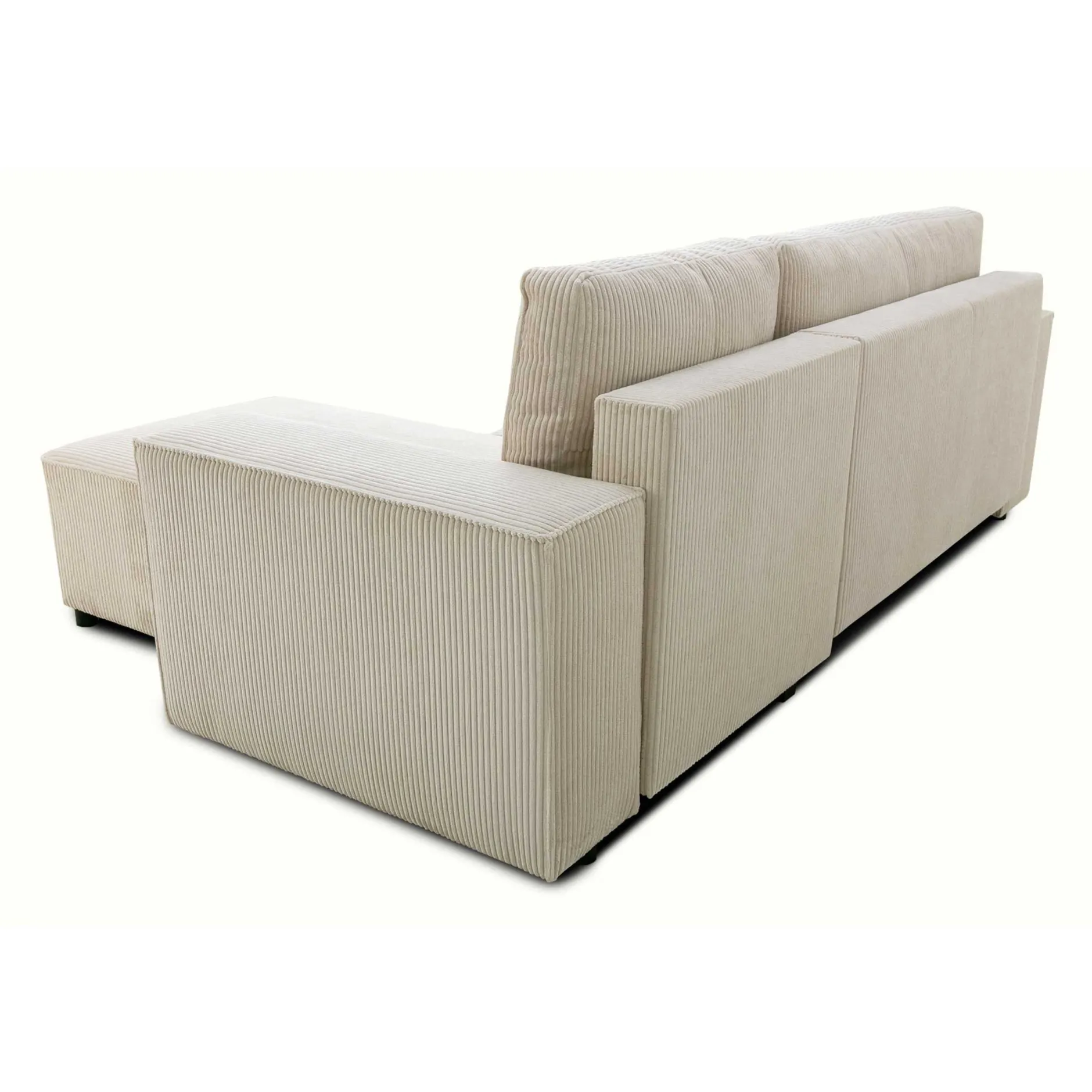 Ecksofa Josh rechts - mit Stauraum - beige gerippter Samt