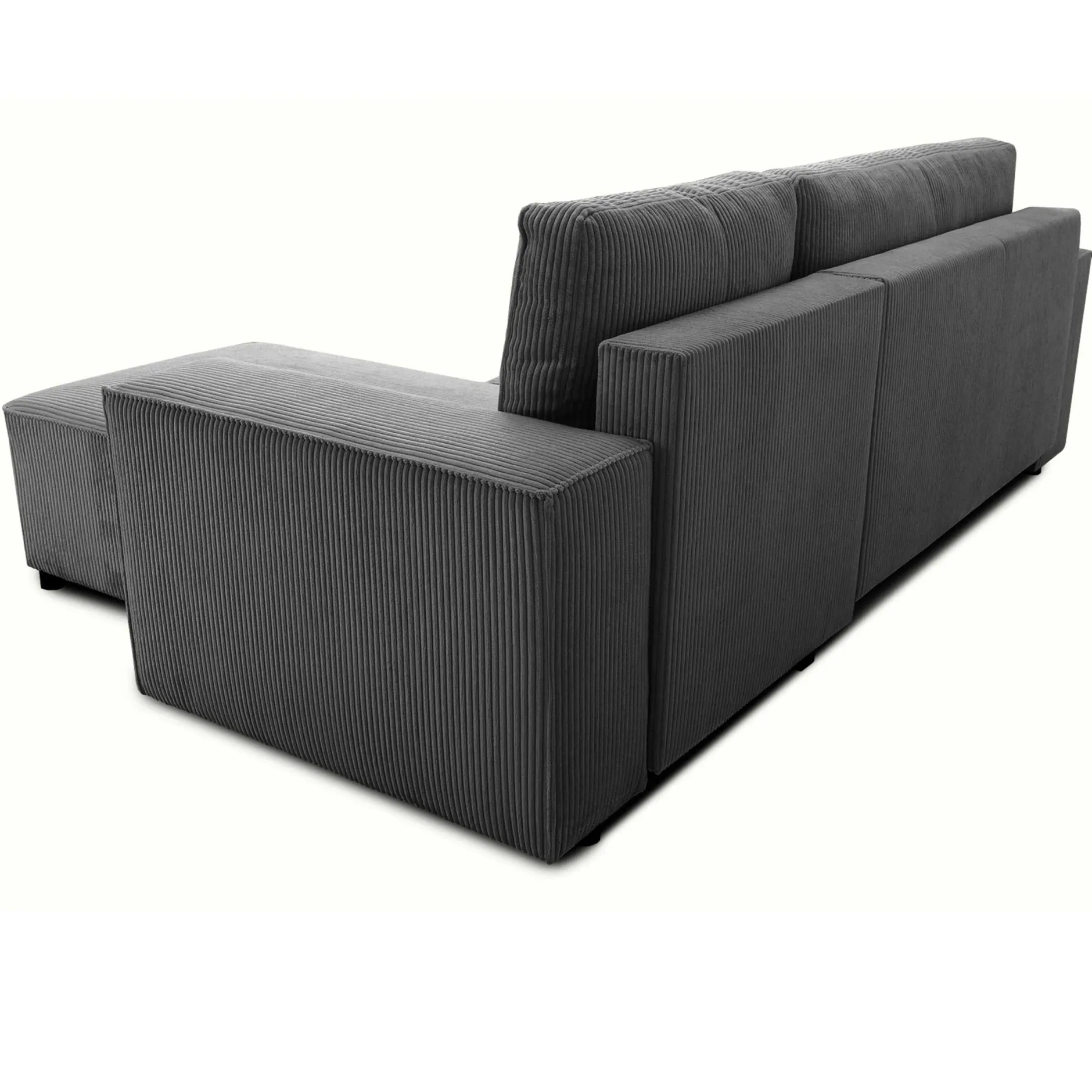 Ecksofa Josh rechts - mit Stauraum - anthrazit gerippter Samt