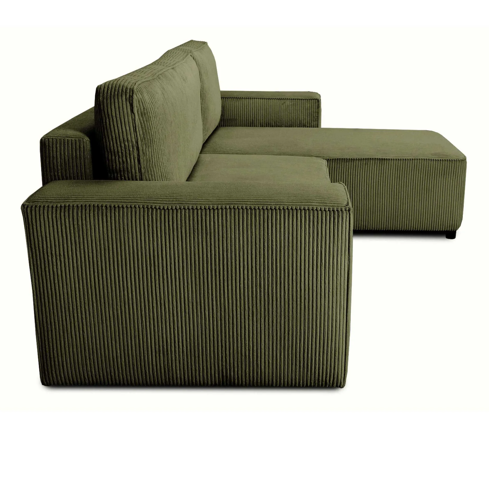 Ecksofa Josh rechts - mit Stauraum - khaki rib velvet