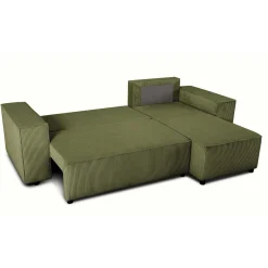 Ecksofa Josh rechts - mit Stauraum - khaki rib velvet