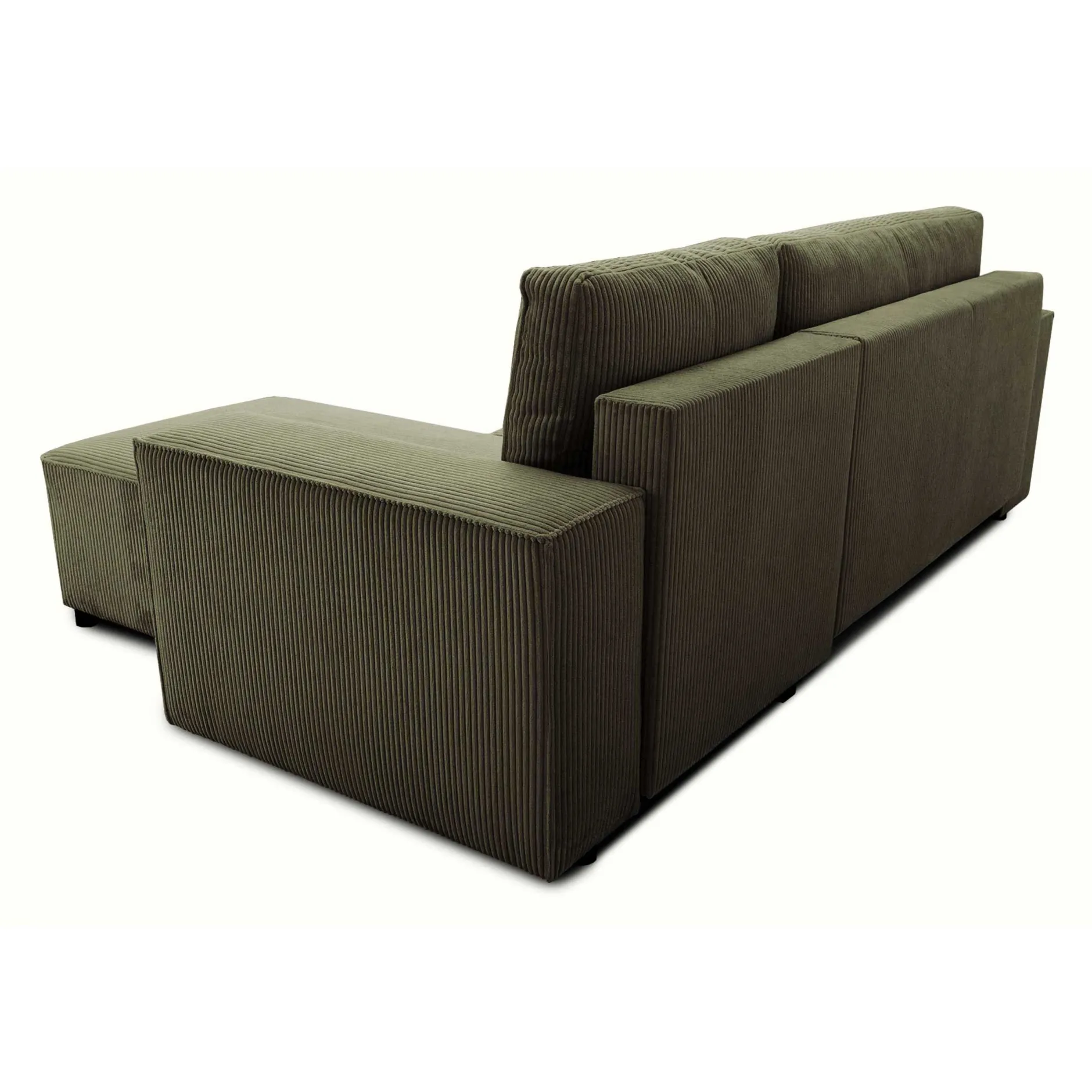 Ecksofa Josh rechts - mit Stauraum - khaki rib velvet