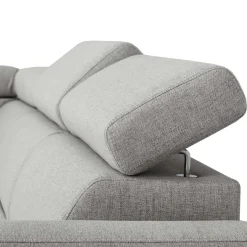 Ecksofa Kelio links - verstellbare Kopfstütze - grauer Stoff