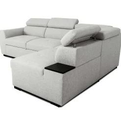 Ecksofa Kelio rechts - verstellbare Kopfstütze - grauer Stoff