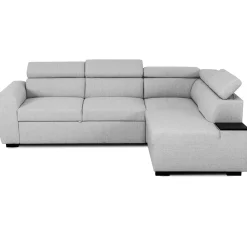 Ecksofa Kelio rechts - verstellbare Kopfstütze - grauer Stoff
