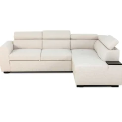 Ecksofa Kelio rechts - verstellbare Kopfstütze - beiger Stoff