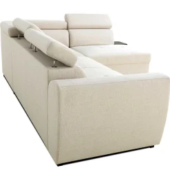 Ecksofa Kelio rechts - verstellbare Kopfstütze - beiger Stoff