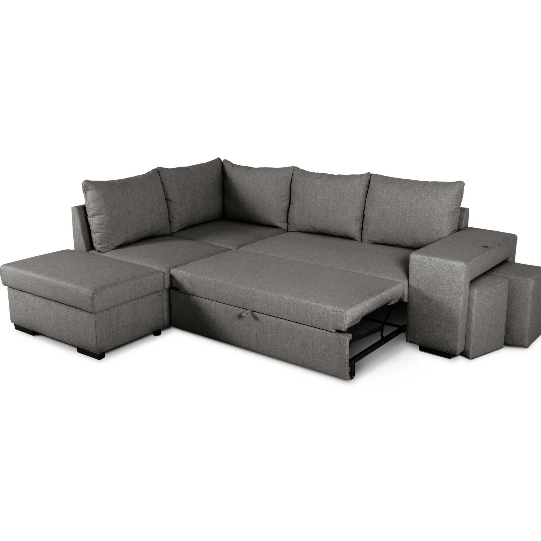 Ecksofa Mitchell links - mit Stauraum - anthrazit