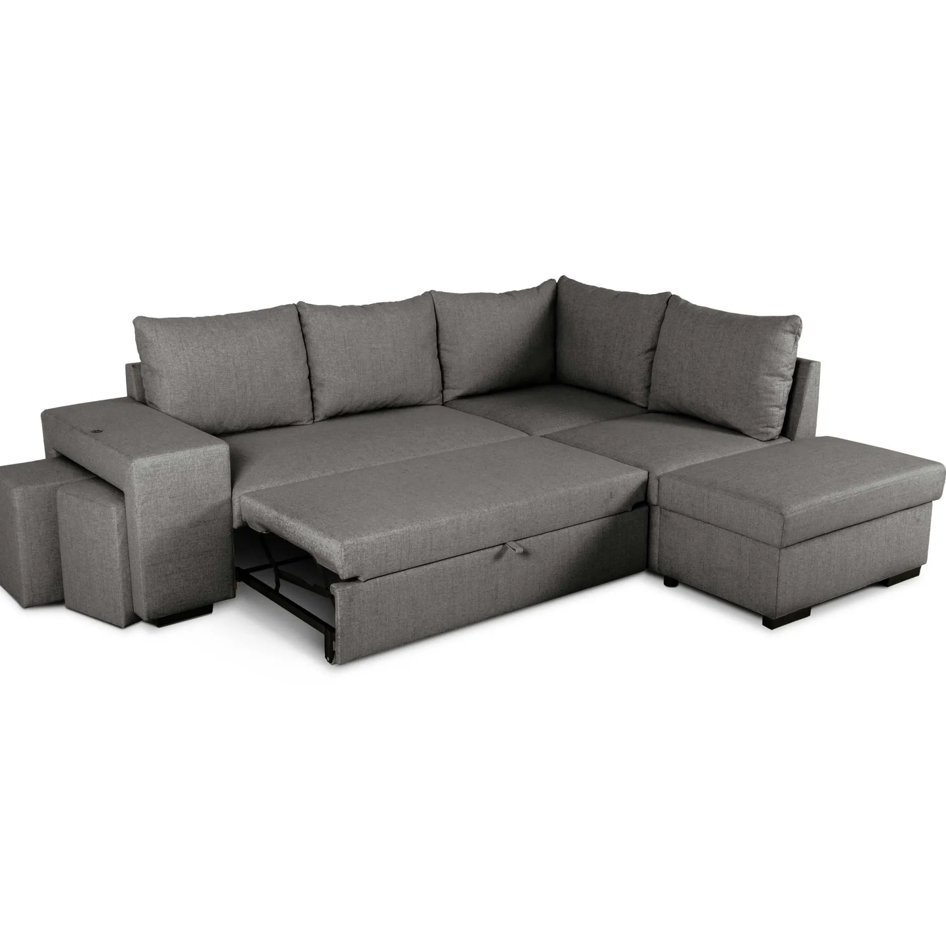 Ecksofa Mitchell rechts - mit Stauraum - anthrazit