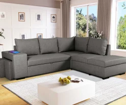 Ecksofa Mitchell rechts - mit Stauraum - anthrazit
