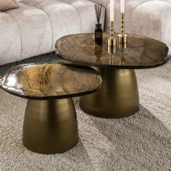 Eclipse Set/2 Couchtische Antique Gold