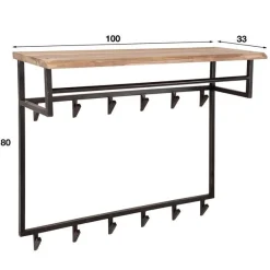 Eddard Wandgarderobe 12 haken - akazie/metall